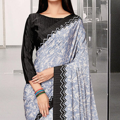 Light Blue Casual Wear Printed Art Silk Saree