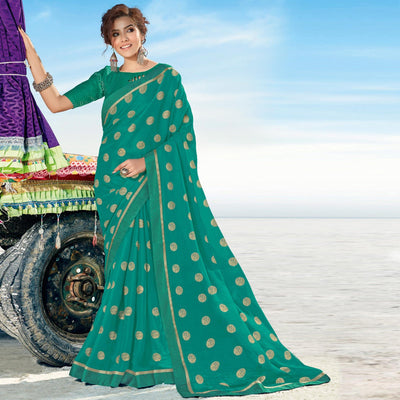 Light Blue  Casual Wear Printed Chiffon Saree