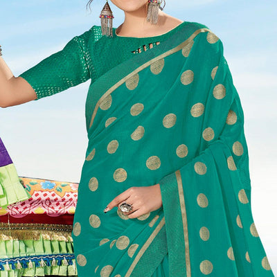 Light Blue  Casual Wear Printed Chiffon Saree