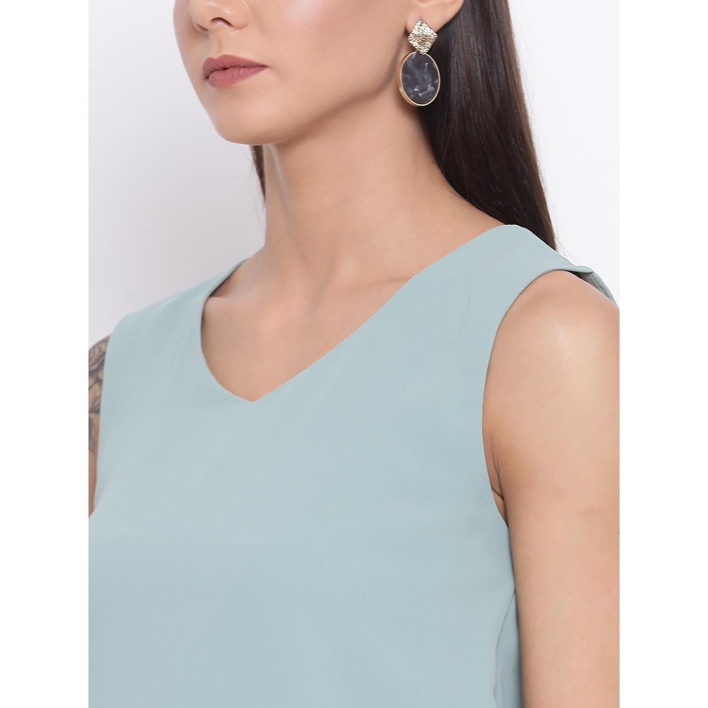 Light Blue Colored Casual Wear Polyester Falre Dress