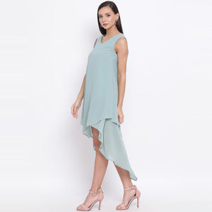 Light Blue Colored Casual Wear Polyester Falre Dress