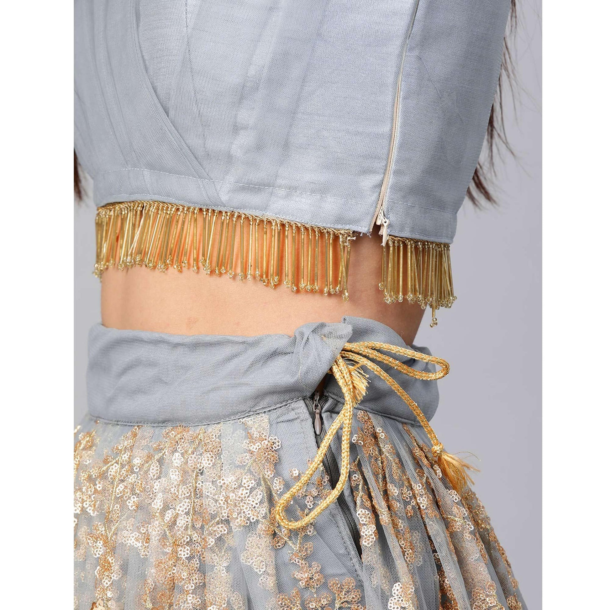 Light Blue Designer Wedding Wear Thread Zari Work Soft Net Lehenga Choli