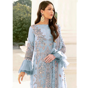 Light Blue Embroidered Netted Pakistani Suit