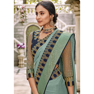 Light Blue Festive Wear Embroidered Art Silk Saree
