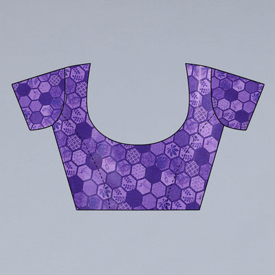 Light Blue Floral Printed Chiffon Half and Half Saree