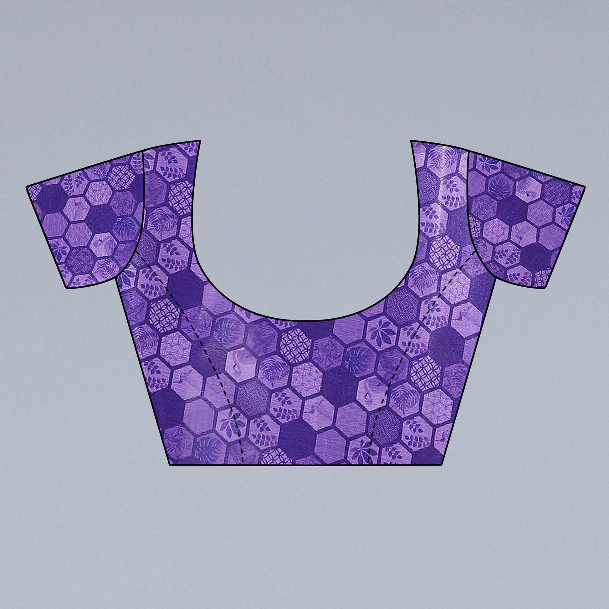 Light Blue Floral Printed Chiffon Half and Half Saree