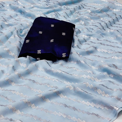 Light Blue Foil Printed Georgette Saree