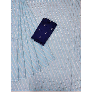 Light Blue Foil Printed Georgette Saree