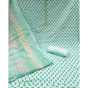 Light Blue Printed Pure Cotton Dress Material