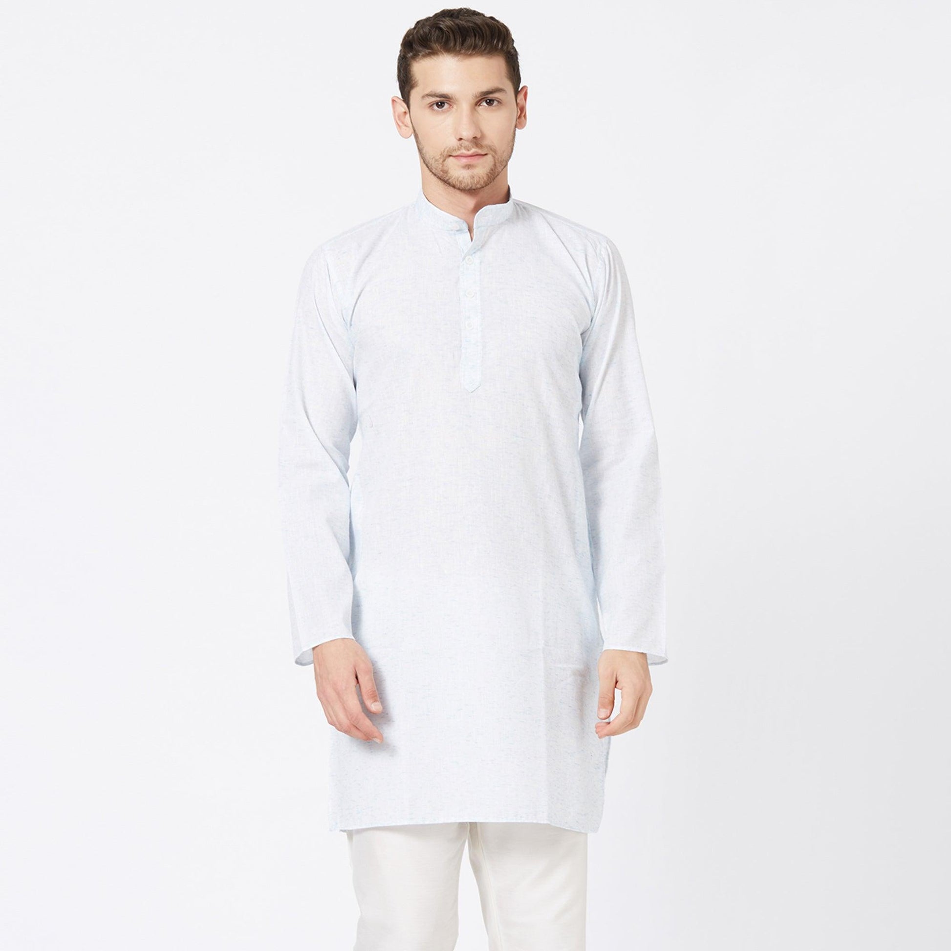 Light Blue Solid Pure Cotton Kurta