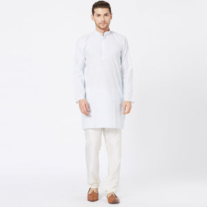 Light Blue Solid Pure Cotton Kurta