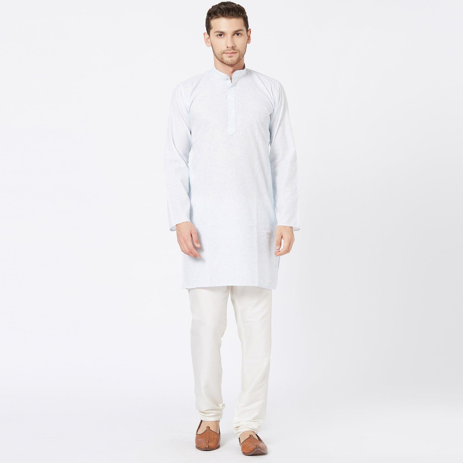 Light Blue Solid Pure Cotton Kurta