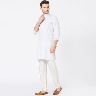 Light Blue Solid Pure Cotton Kurta