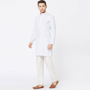 Light Blue Solid Pure Cotton Kurta