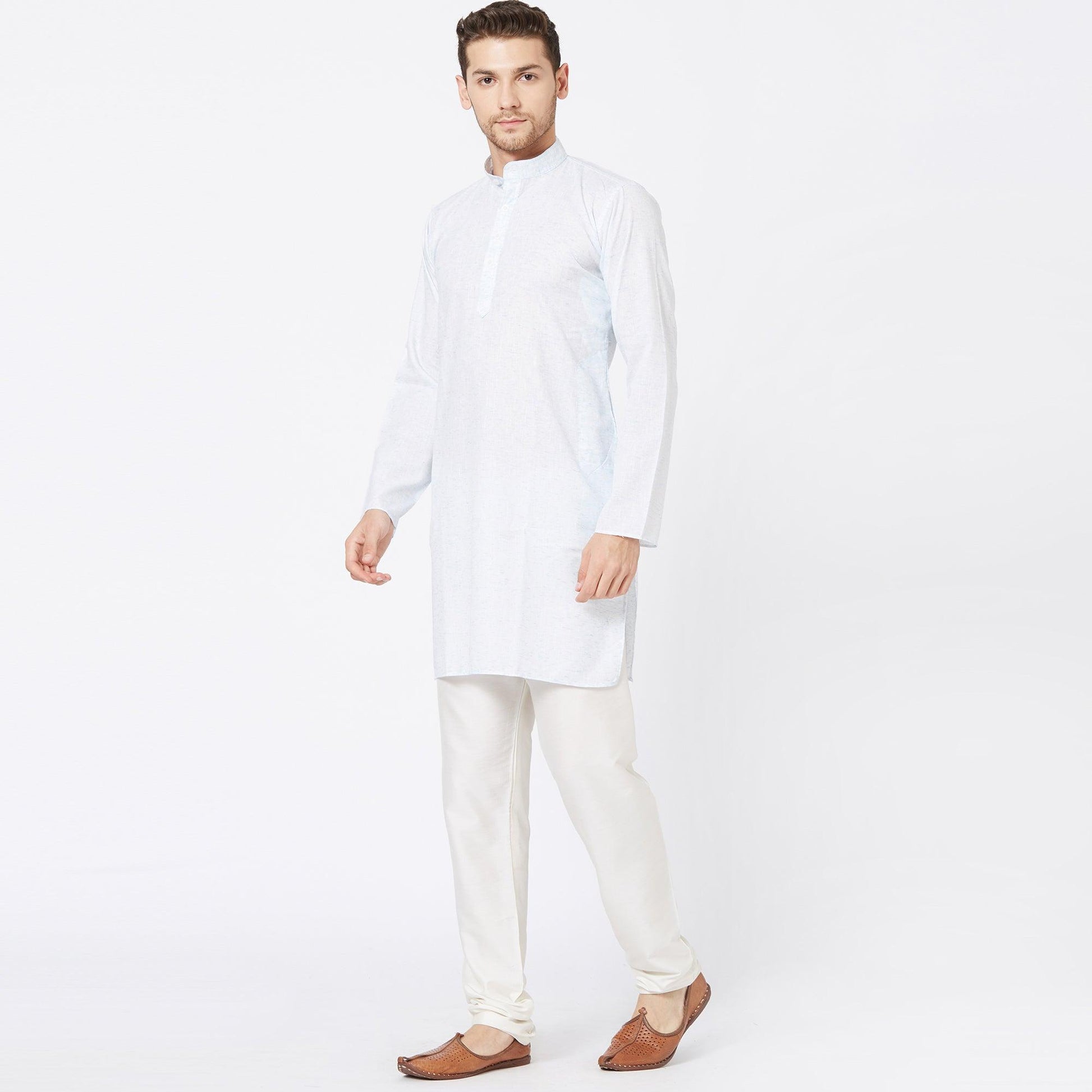 Light Blue Solid Pure Cotton Kurta