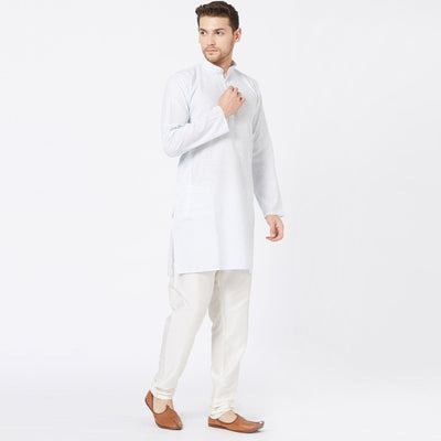 Light Blue Solid Pure Cotton Kurta