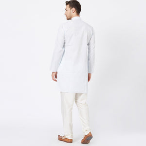 Light Blue Solid Pure Cotton Kurta