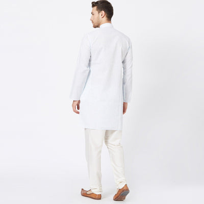 Light Blue Solid Pure Cotton Kurta