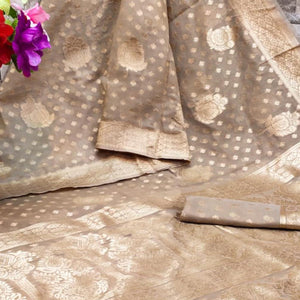 Light Brown Festive Wear Woven Jacquard Silk Saree