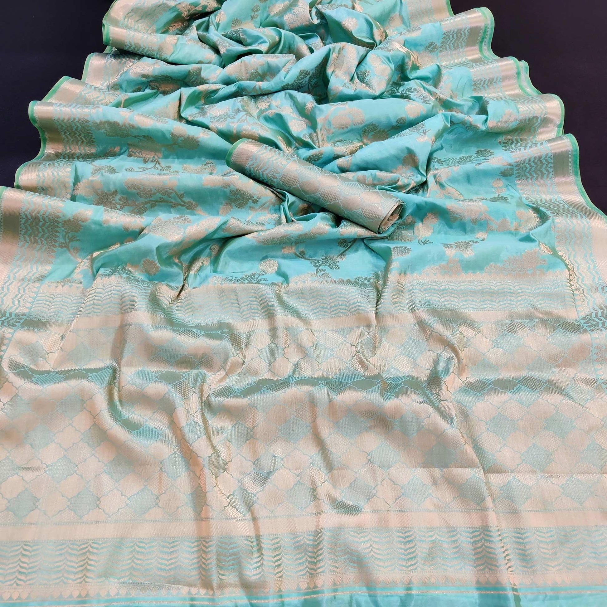 Light Firozi Festive Wear Zari Woven Art Silk Saree