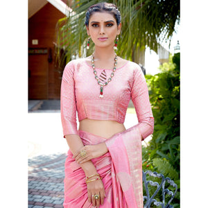 Light Gajri Pink Festive Wear Jari Woven Art Silk Saree