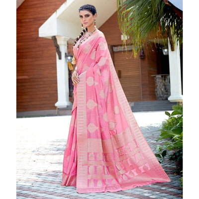 Light Gajri Pink Festive Wear Jari Woven Art Silk Saree