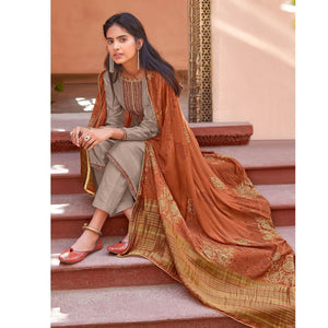 Light Gray Festive Wear Embroidered Viscose Cotton Silk Salwar Suit