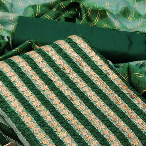 Light Green Casual Wear Embroidery With Hand Work Pure Cotton  Dress Material