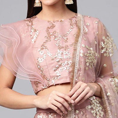 Light Green Designer Wedding Wear Thread Zari Work Soft Net Lehenga Choli