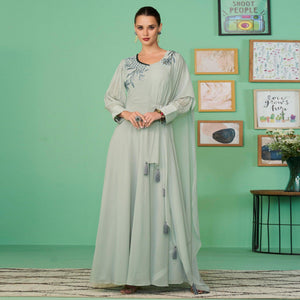 Light Green Embroidered Georgette Gown