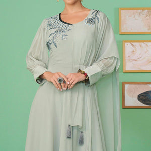 Light Green Embroidered Georgette Gown