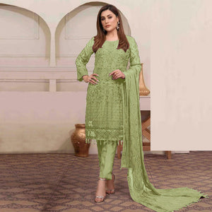 Light Green Embroidered Georgette Pakistani Suit