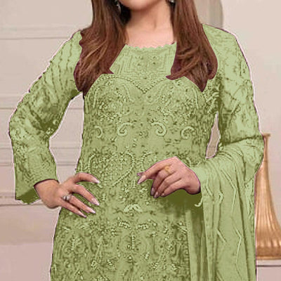 Light Green Embroidered Georgette Pakistani Suit