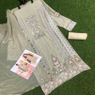 Light Green Embroidered Georgette Pakistani Suit