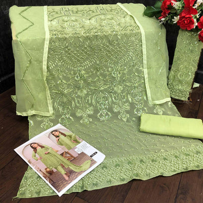 Light Green Embroidered Georgette Pakistani Suit