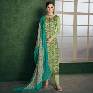Light Green Embroidered Heavy Faux Georgette Partywear Suit