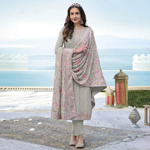 Light Green Embroidered With Embellished Georgette Salwar Suit