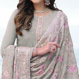 Light Green Embroidered With Embellished Georgette Salwar Suit