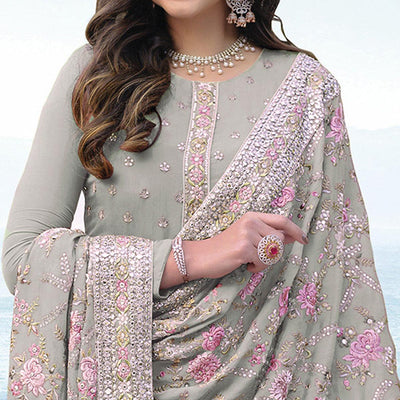 Light Green Embroidered With Embellished Georgette Salwar Suit