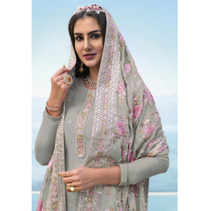 Light Green Embroidered With Embellished Georgette Salwar Suit