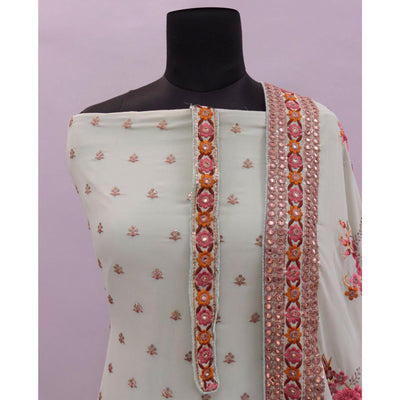 Light Green Embroidered With Embellished Georgette Salwar Suit