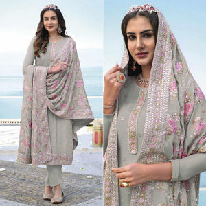 Light Green Embroidered With Embellished Georgette Salwar Suit