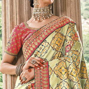 Light Green Festive Wear Plain & Hand Work  Pure Silk Saree