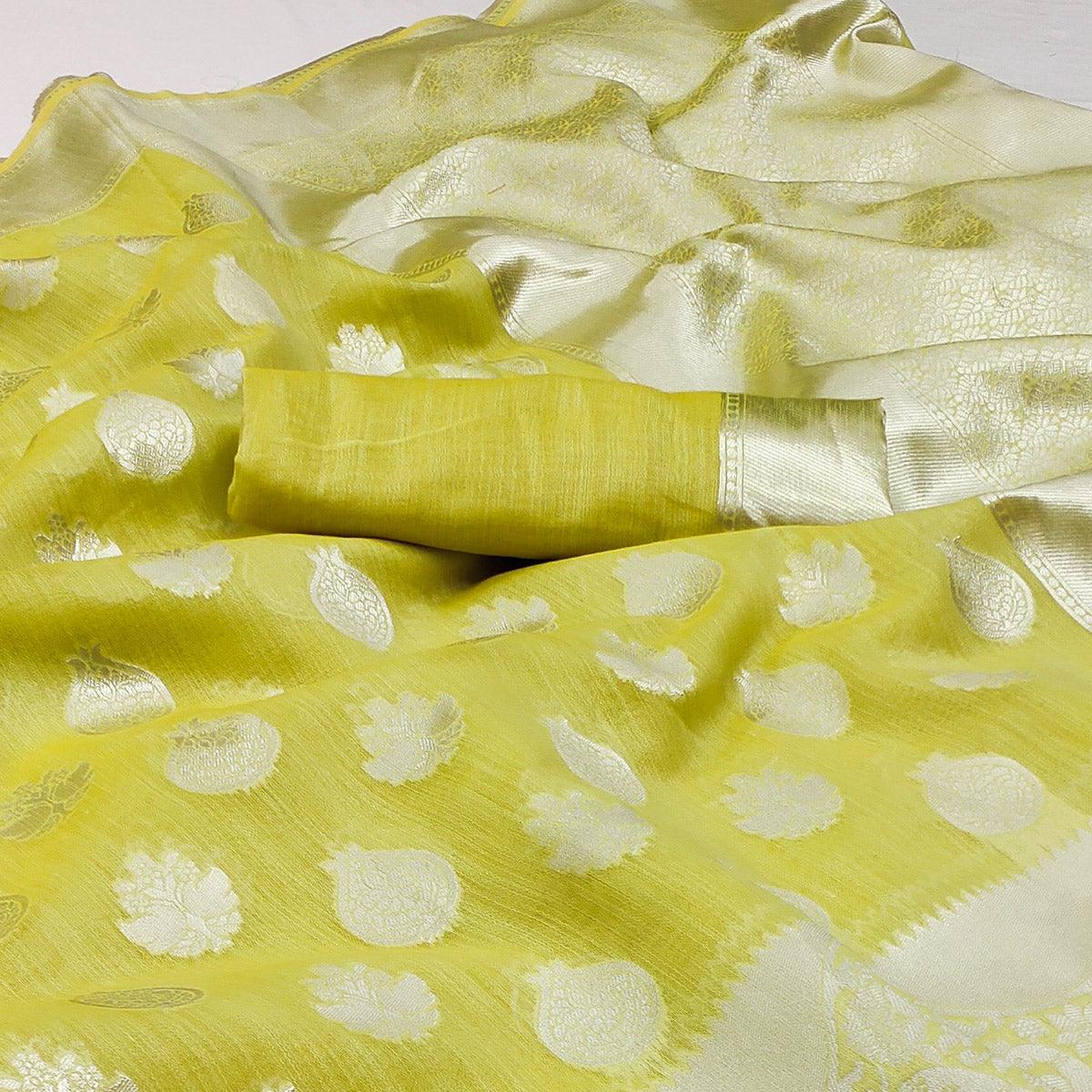 Light Green Festive Wear Woven Banarasi Saree