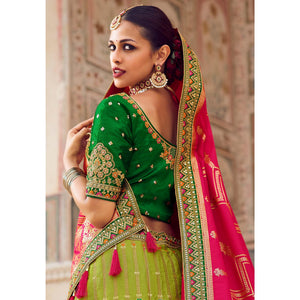 Light Green Festive Wear Woven Heavy Banarasi Silk Lehenga Choli