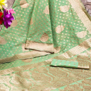 Light Green Festive Wear Woven Jacquard Silk Saree