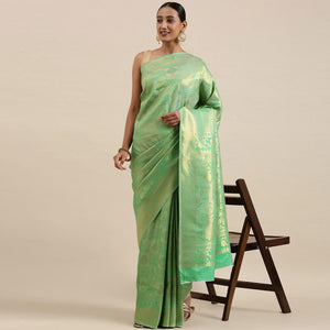 Light Green Festive Wear Woven Kanjivaram Silk Saree