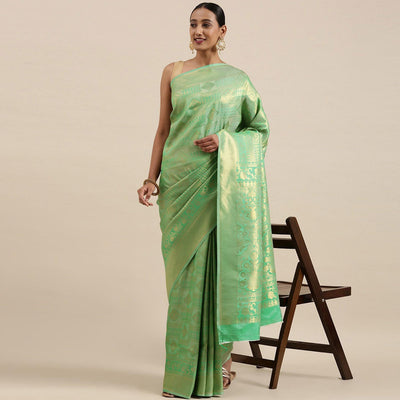 Light Green Festive Wear Woven Kanjivaram Silk Saree