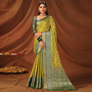 Light Green Festive Wear Woven Silk Saree
