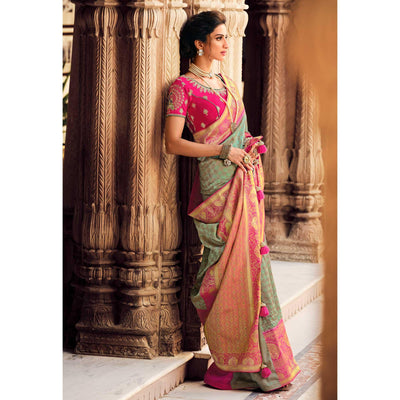 Light Green Festive Wear Woven Silk Saree